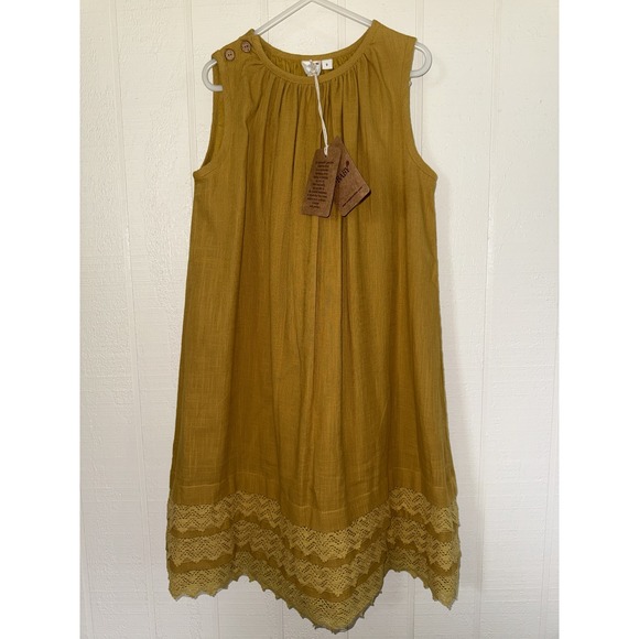 Yo Baby Other - Yo Baby Girls Mustard Yellow Sleeveless Crochet Lace Hem Boho Dress Size 9 NWT